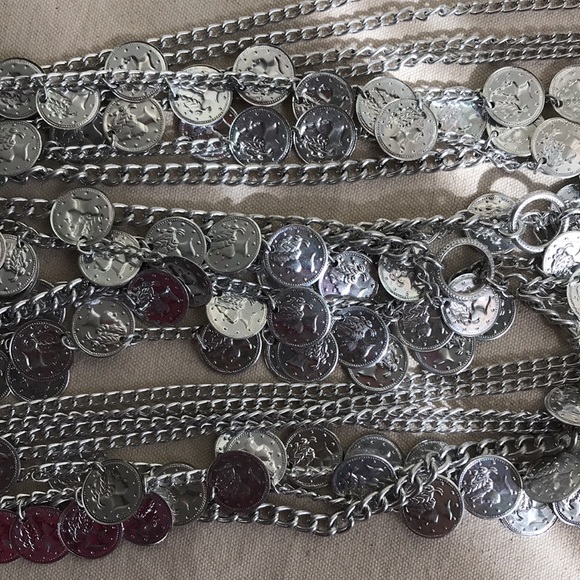 Halloween costume. Belly dancer jingling coin belt Gypsy coin embellished scarf - Picture 6 of 10